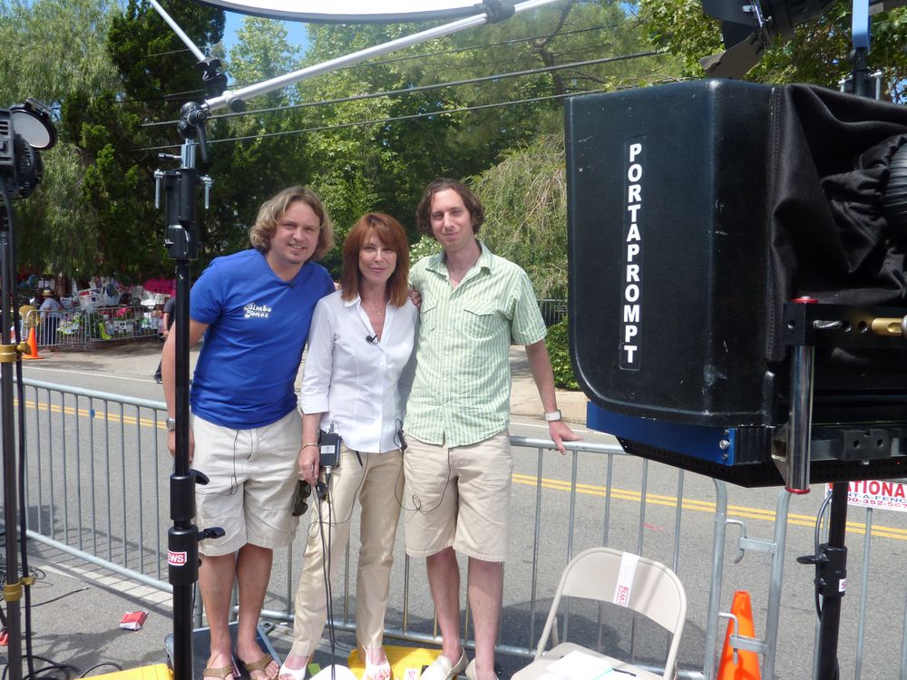 Bimbo Jones live on Sky News in LA, California, with Sky anchor Kay Burley