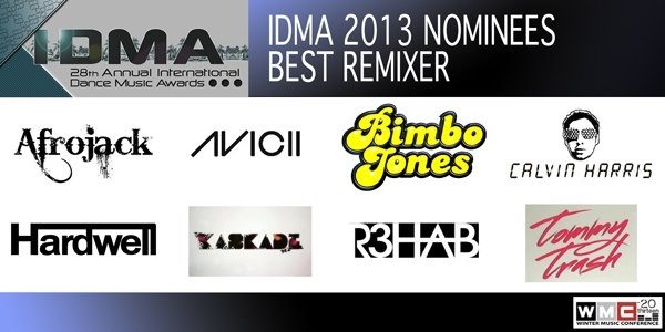 IDMA 2013 nominees for Best Remixer: Bimbo Jones alongside Afrojack, Avicii, Calvin Harris, Hardwell, R3hab and Tommy Trash