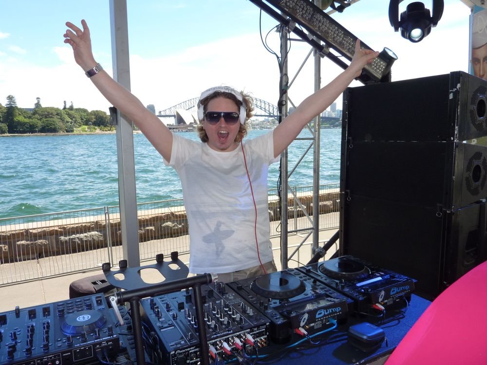 Quick sound check at the Sydney Harbour party